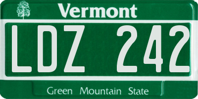 VT license plate LDZ242
