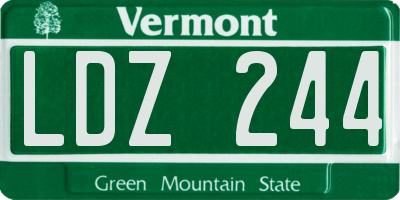 VT license plate LDZ244