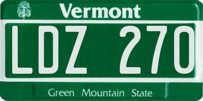 VT license plate LDZ270