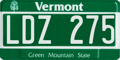 VT license plate LDZ275