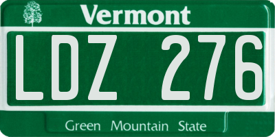 VT license plate LDZ276