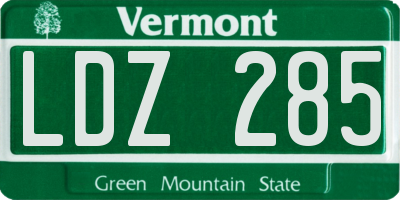VT license plate LDZ285