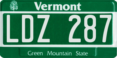 VT license plate LDZ287