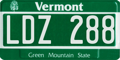 VT license plate LDZ288