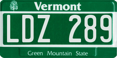 VT license plate LDZ289