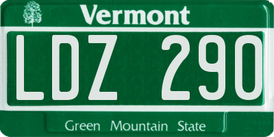 VT license plate LDZ290