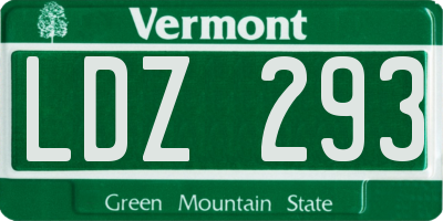VT license plate LDZ293
