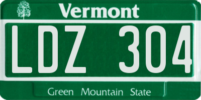 VT license plate LDZ304