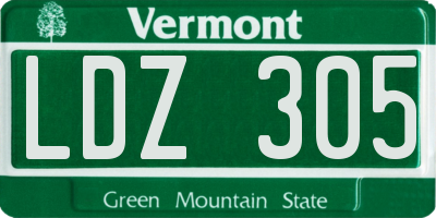 VT license plate LDZ305