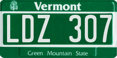 VT license plate LDZ307