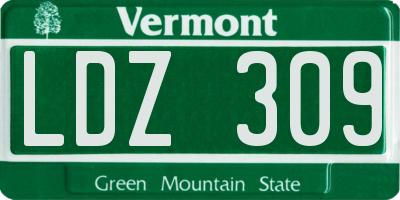 VT license plate LDZ309