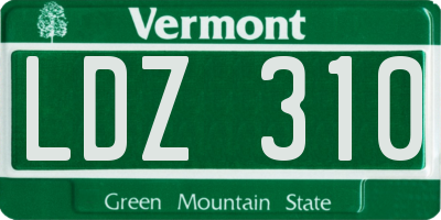 VT license plate LDZ310