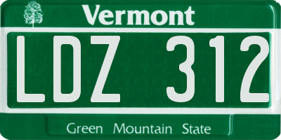 VT license plate LDZ312