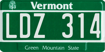 VT license plate LDZ314