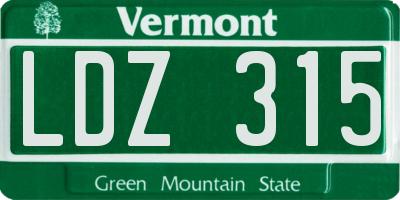 VT license plate LDZ315