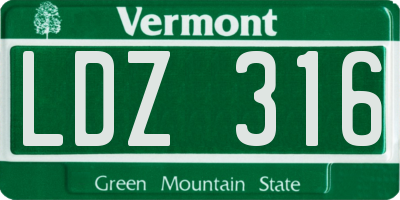 VT license plate LDZ316