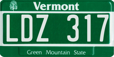 VT license plate LDZ317