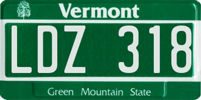 VT license plate LDZ318