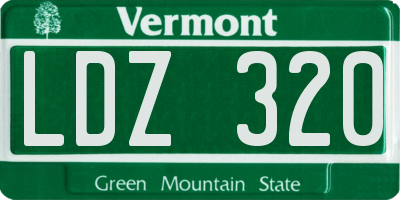 VT license plate LDZ320