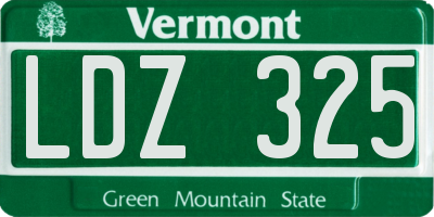 VT license plate LDZ325