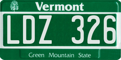 VT license plate LDZ326