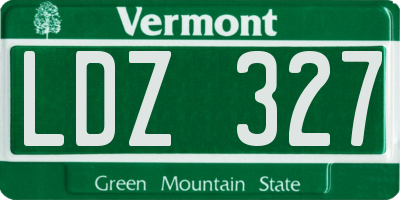 VT license plate LDZ327