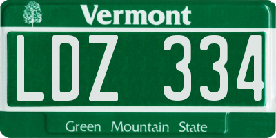 VT license plate LDZ334