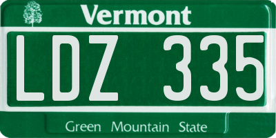 VT license plate LDZ335