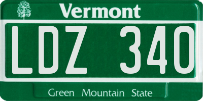 VT license plate LDZ340