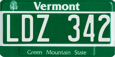 VT license plate LDZ342