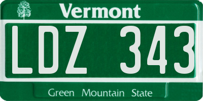 VT license plate LDZ343
