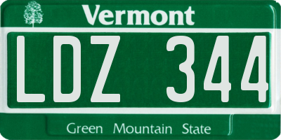 VT license plate LDZ344
