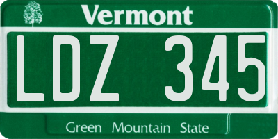 VT license plate LDZ345