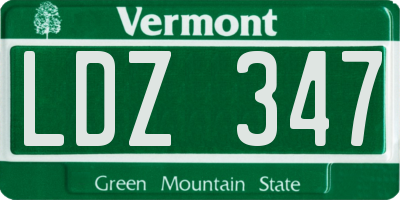 VT license plate LDZ347