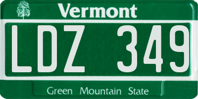 VT license plate LDZ349