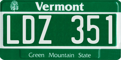 VT license plate LDZ351
