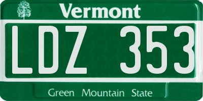 VT license plate LDZ353
