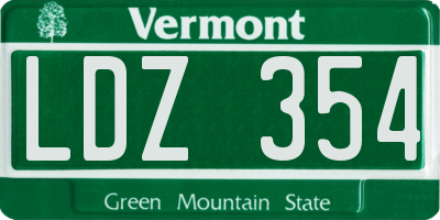 VT license plate LDZ354