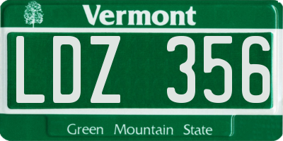 VT license plate LDZ356
