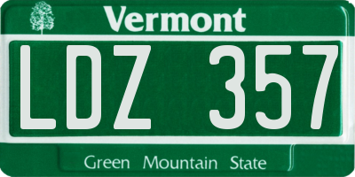 VT license plate LDZ357