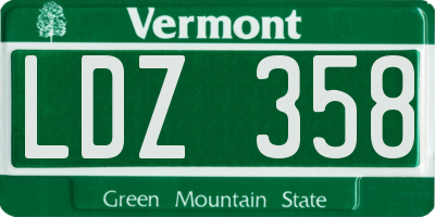 VT license plate LDZ358