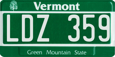 VT license plate LDZ359
