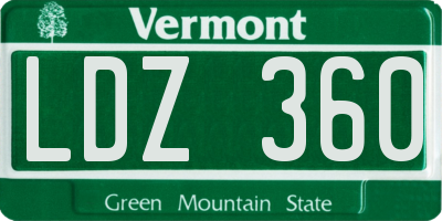 VT license plate LDZ360