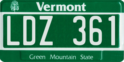 VT license plate LDZ361