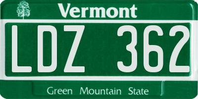 VT license plate LDZ362