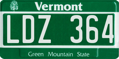 VT license plate LDZ364