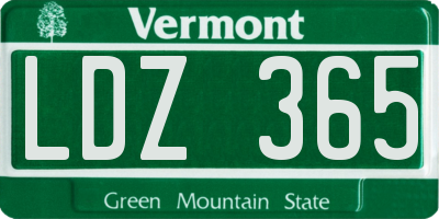 VT license plate LDZ365