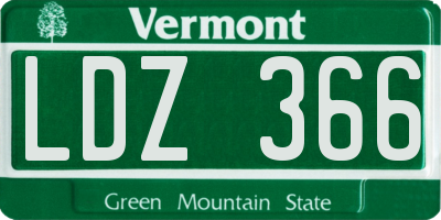 VT license plate LDZ366