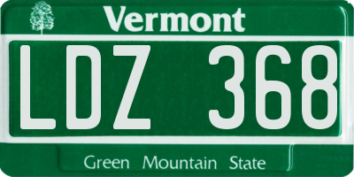 VT license plate LDZ368