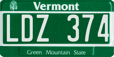 VT license plate LDZ374